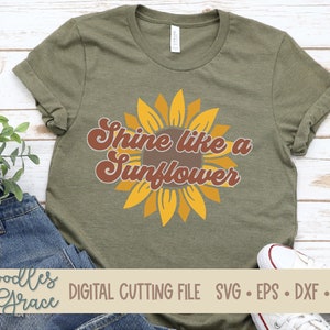 Sunflower SVG Shine Like a Sunflower SVG Educator Life Sunflower SVG Inspirational Teacher Quote svg Retro Vintage Sunflower svg image 3