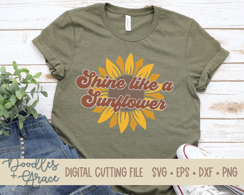 Sunflower SVG Shine Like a Sunflower SVG Educator Life Sunflower SVG Inspirational Teacher Quote svg Retro Vintage Sunflower svg image 3