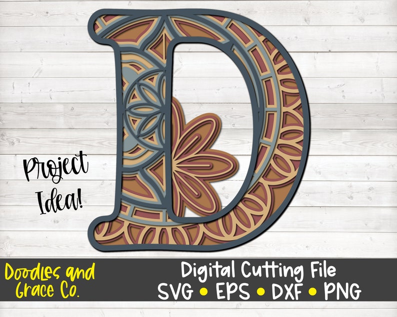 Download 3D Letter D Mandala SVG Layered Alphabet Mandala SVG Paper ...