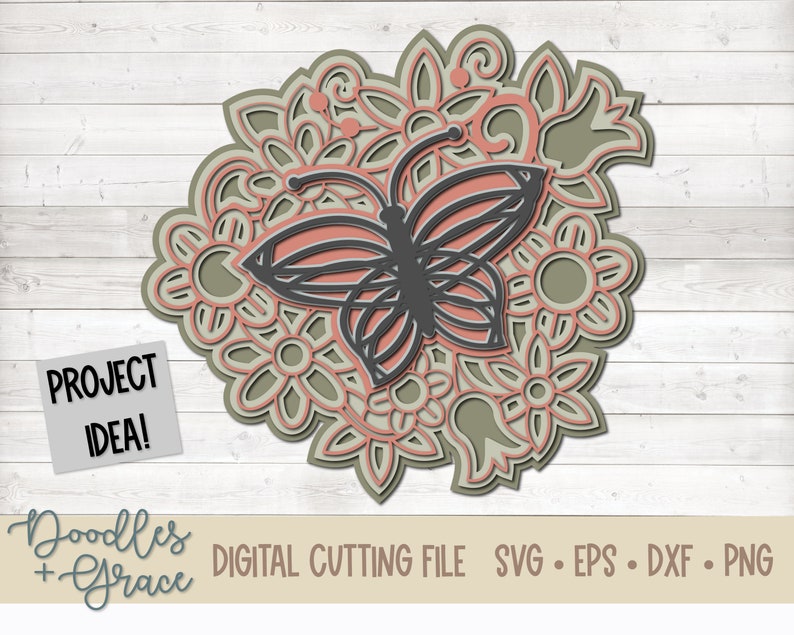 Download Butterfly 3d Mandala Svg Butterfly Layered Mandala Svg Etsy