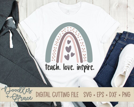 Download Teach Love Inspire Svg Boho Rainbow Svg Boho Teacher Svg Etsy