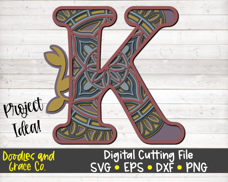 Download 3D Letter K Mandala SVG Layered Alphabet Mandala SVG Paper ...