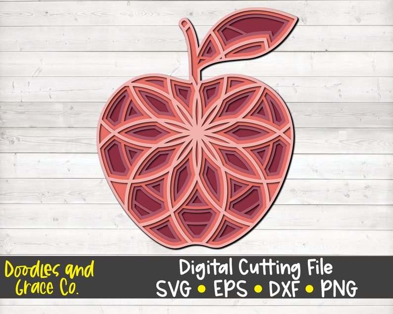 Download 3D Apple Mandala SVG Layered Apple Mandala SVG Teacher | Etsy