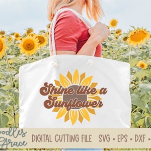 Sunflower SVG Shine Like a Sunflower SVG Educator Life Sunflower SVG Inspirational Teacher Quote svg Retro Vintage Sunflower svg image 4