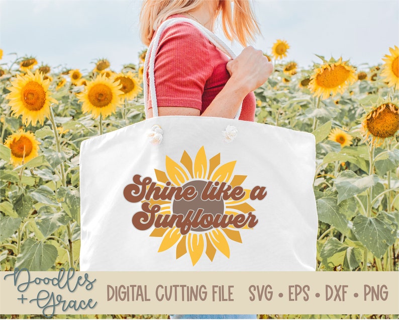 Sunflower SVG Shine Like a Sunflower SVG Educator Life Sunflower SVG Inspirational Teacher Quote svg Retro Vintage Sunflower svg image 4