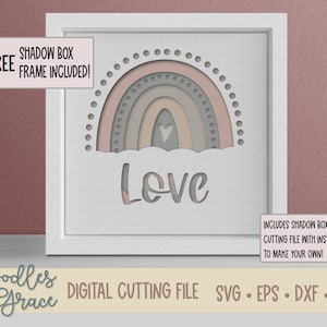 3D Layered Rainbow Shadow Box SVG | Boho Rainbow SVG | Love Shadow Box SVG | diy Boho Rainbow Decor | Boho Rainbow Wall Decor Cutting File