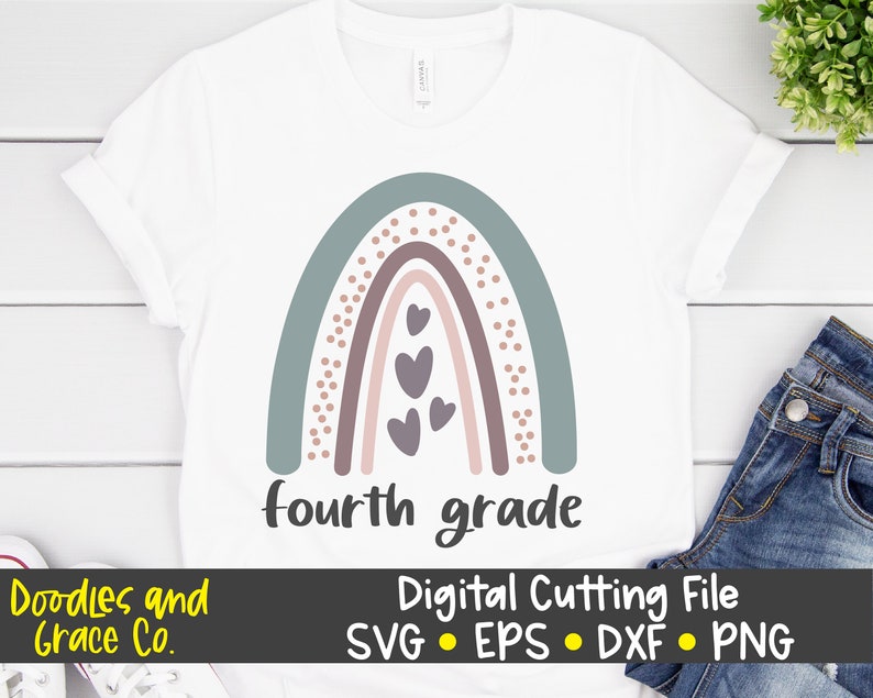 Download Fourth Grade SVG Fourth Grade Teacher Boho Rainbow SVG | Etsy