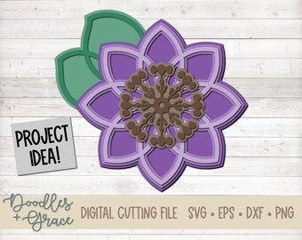 3D Layered Flower SVG | Paper Crafting SVG File | Layered Flower SVG File for Cricut | Flower Cut File | svg | dxf | eps | png