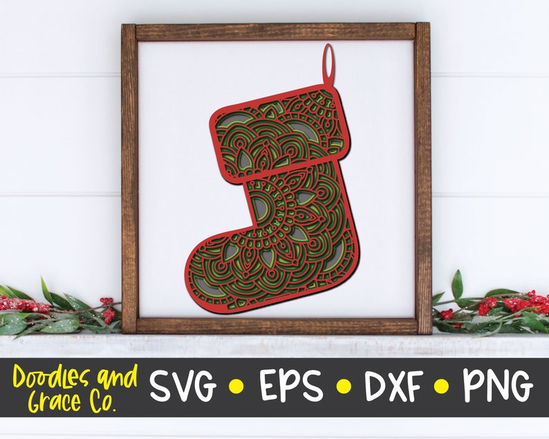 Download Christmas Stocking Layered Mandala SVG Christmas Stocking ...