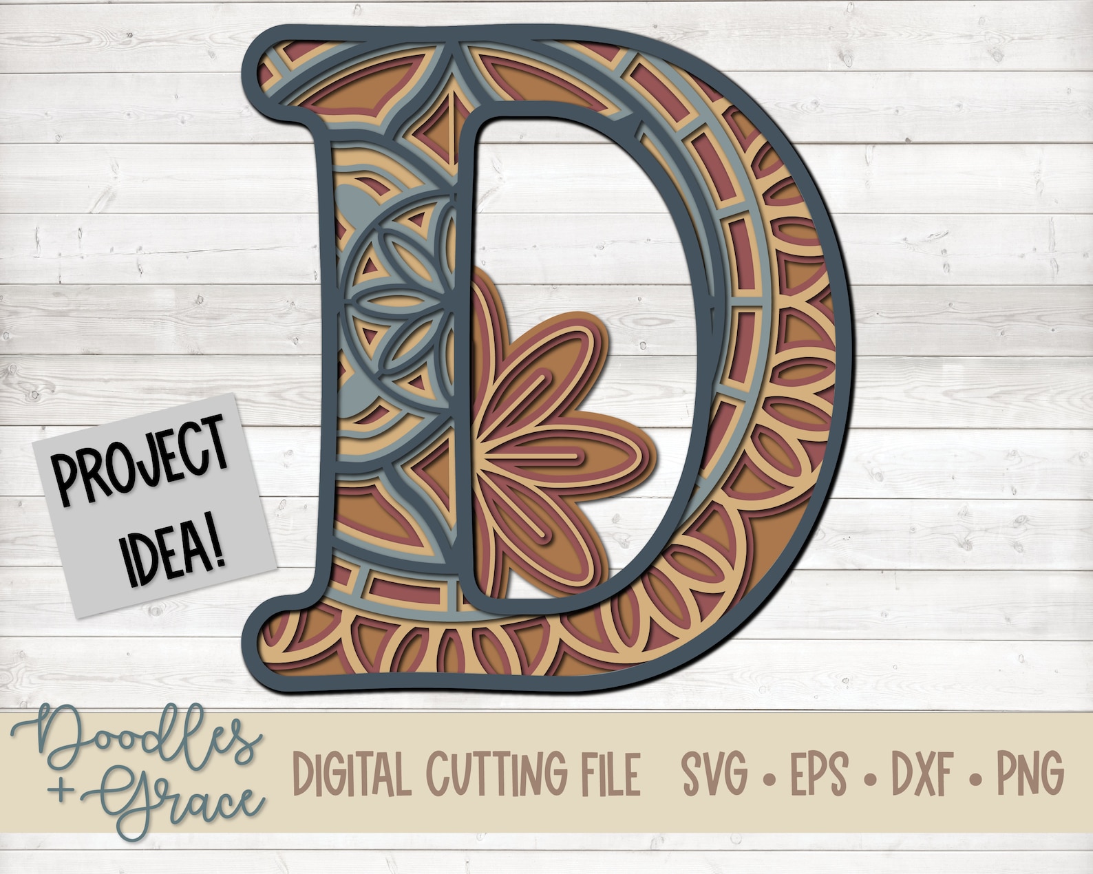Download 3D Letter D Mandala SVG Layered Alphabet Mandala SVG Paper ...