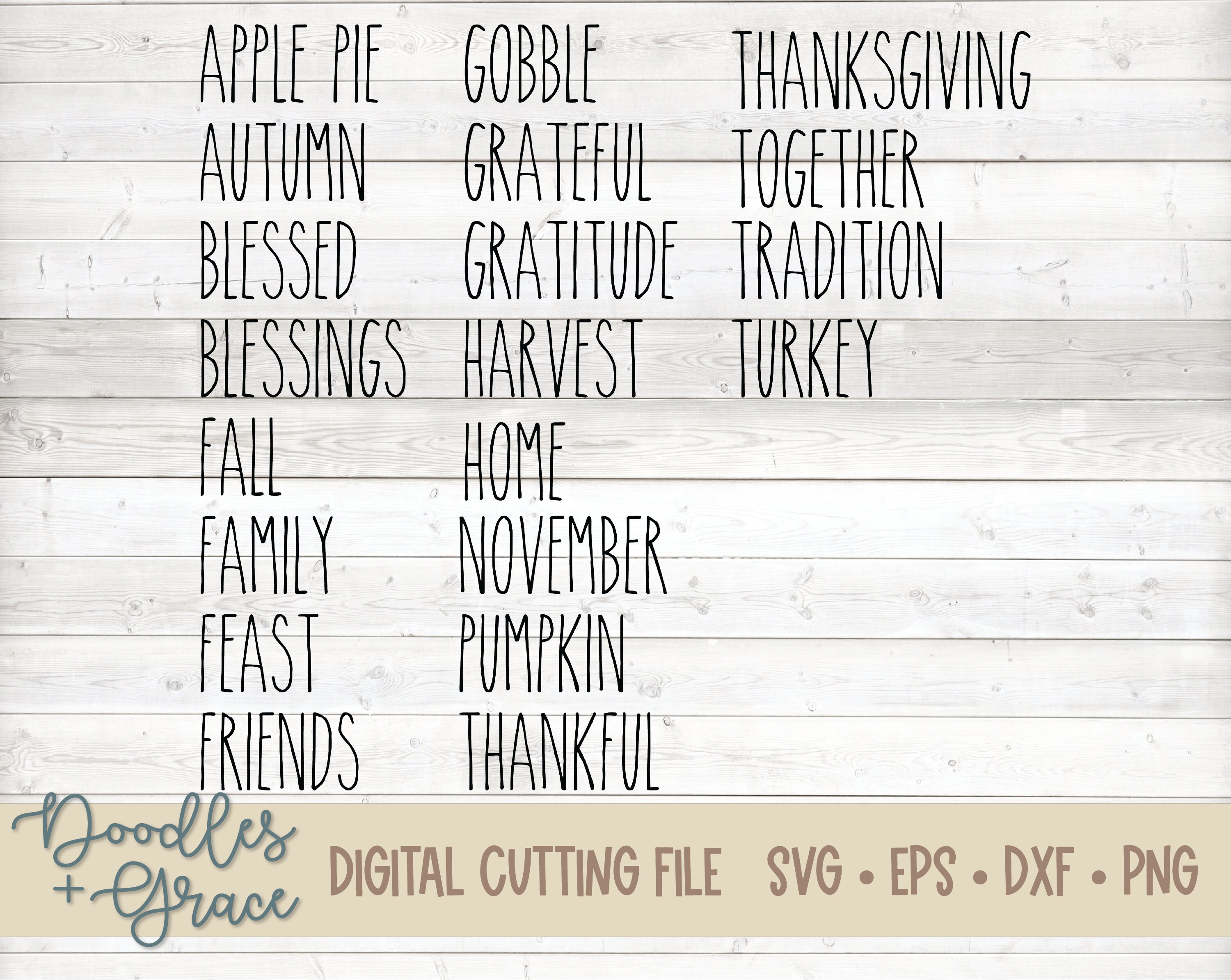 Rustic Thanksgiving Words SVG | Fall Words | Farmhouse Thanksgiving ...