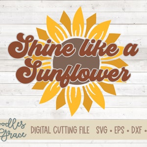 Sunflower SVG Shine Like a Sunflower SVG Educator Life Sunflower SVG Inspirational Teacher Quote svg Retro Vintage Sunflower svg image 5