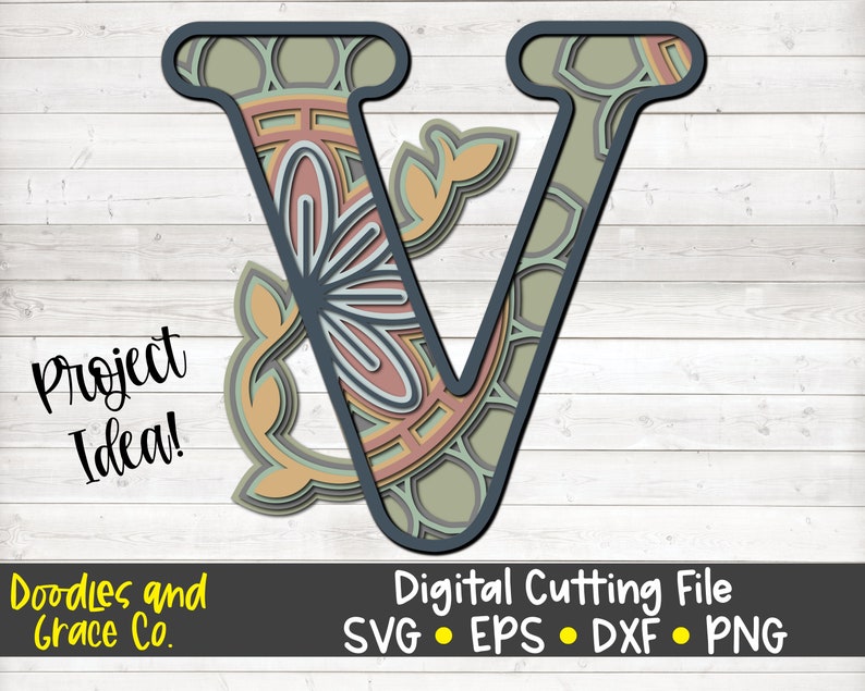 Download 3D Letter V Mandala SVG Layered Alphabet Mandala SVG Paper ...