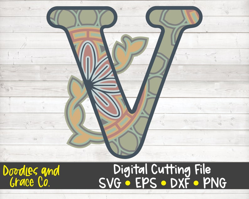 Download 3D Letter V Mandala SVG Layered Alphabet Mandala SVG Paper | Etsy
