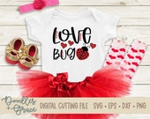 Love Bug SVG | Kids Valentine's Day SVG | Ladybug SVG | Kids Valentine's Day Shirt | Baby Valentine's Day svg | svg | eps | dxf | png
