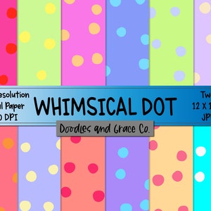 Whimsical Dot Digital Paper - Polka Dot Digital Paper - Dotted Digital Paper - Digital Scrapbooking Paper - JPEG - Commercial Use