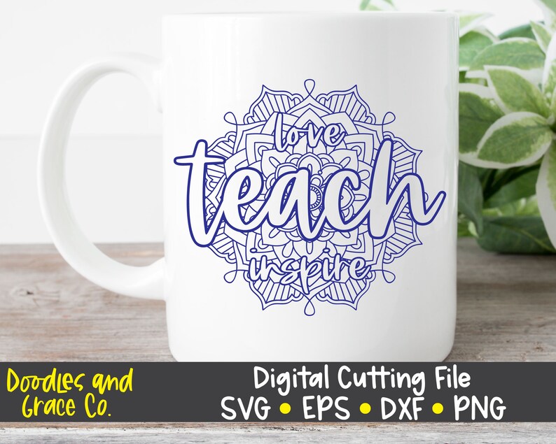 Download Teach Love Inspire Mandala SVG Teacher Mandala SVG Teacher | Etsy