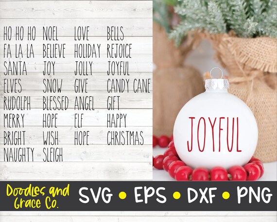 Download Free Rustic Christmas Words Svg Christmas Ornament Words Etsy SVG DXF Cut File