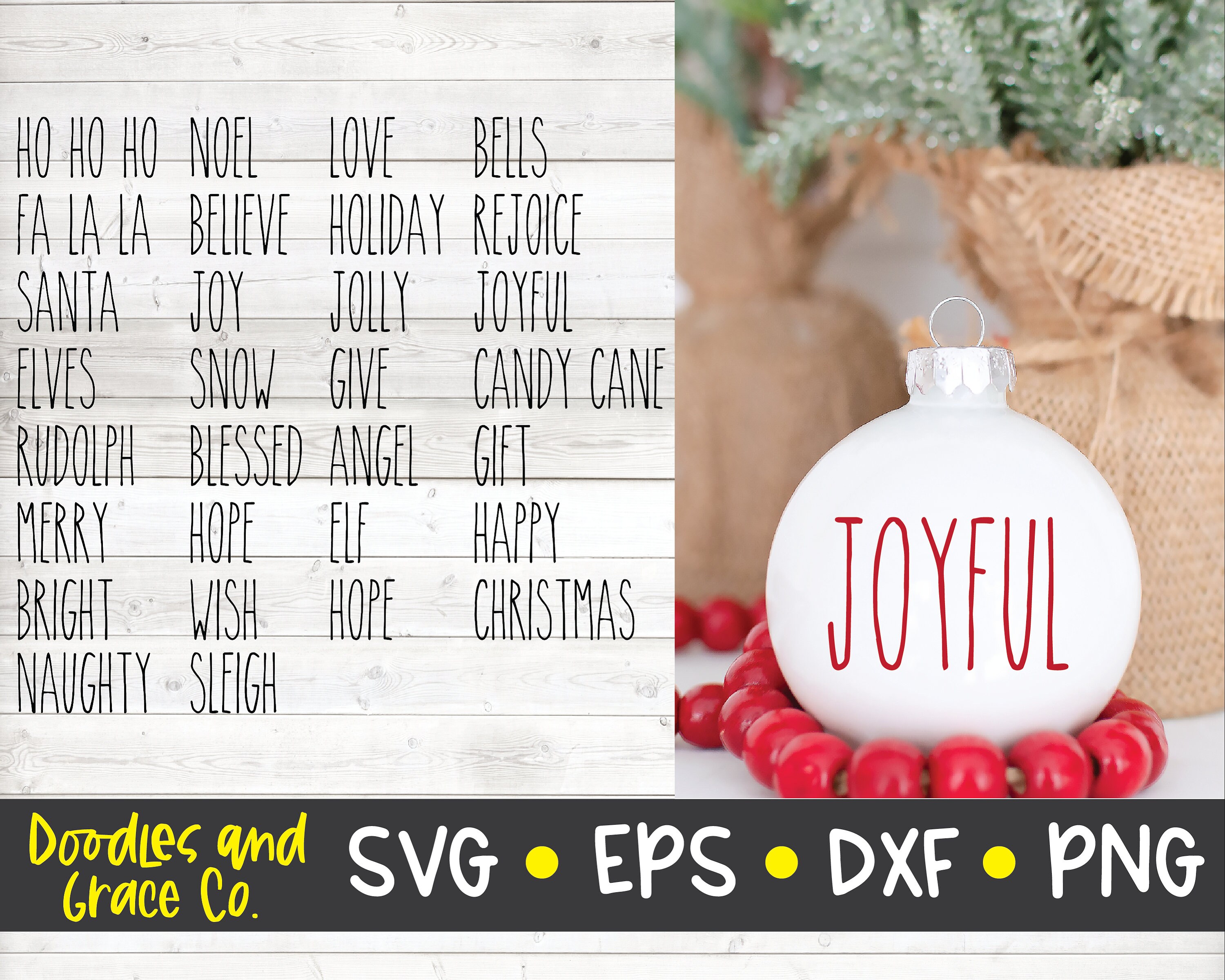 Rustic Christmas Words SVG Christmas ornament words Etsy