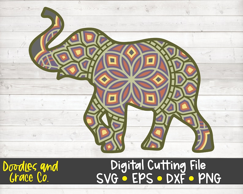 Download Elephant 3D Mandala SVG Elephant Layered Mandala SVG Paper | Etsy