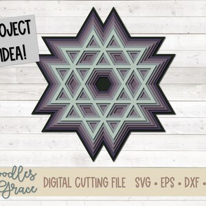 3D Mandala SVG | Layered Mandala SVG | Paper Crafting Files for Cricut | Paper Cutting Template | Mandala cut file | svg | dxf | eps | png