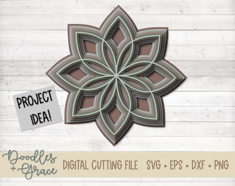 3D Mandala SVG | Layered Mandala SVG | Paper Crafting SVG Files for Cricut | 3D Layered Mandala cut file | svg | dxf | eps | png