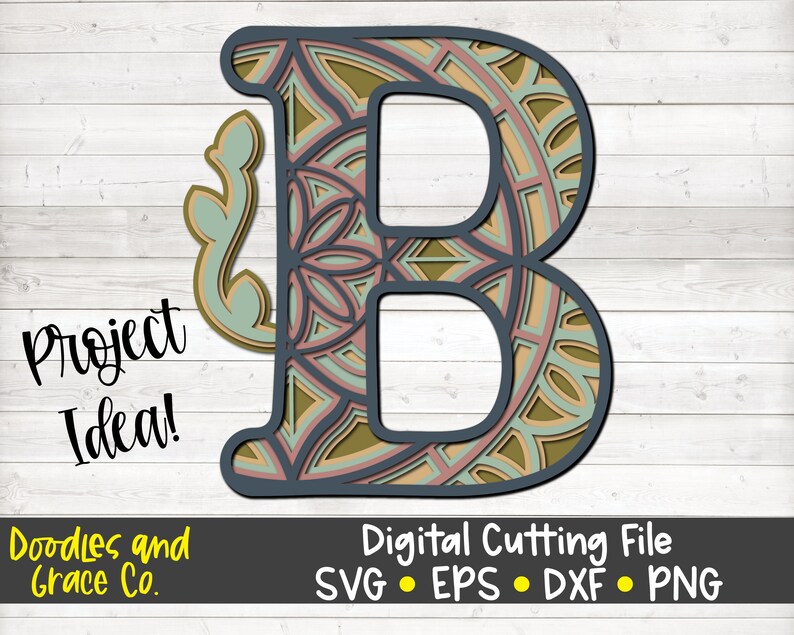 Download 3D Letter B Mandala SVG Layered Alphabet Mandala SVG Paper ...