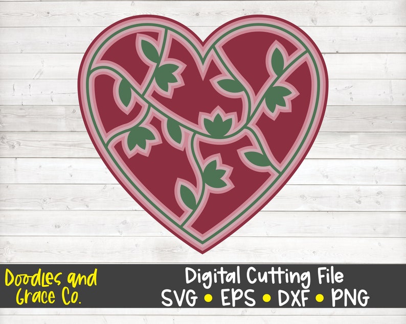 Download 3D Layered Heart SVG Stacked Heart and Flowers SVG Paper ...