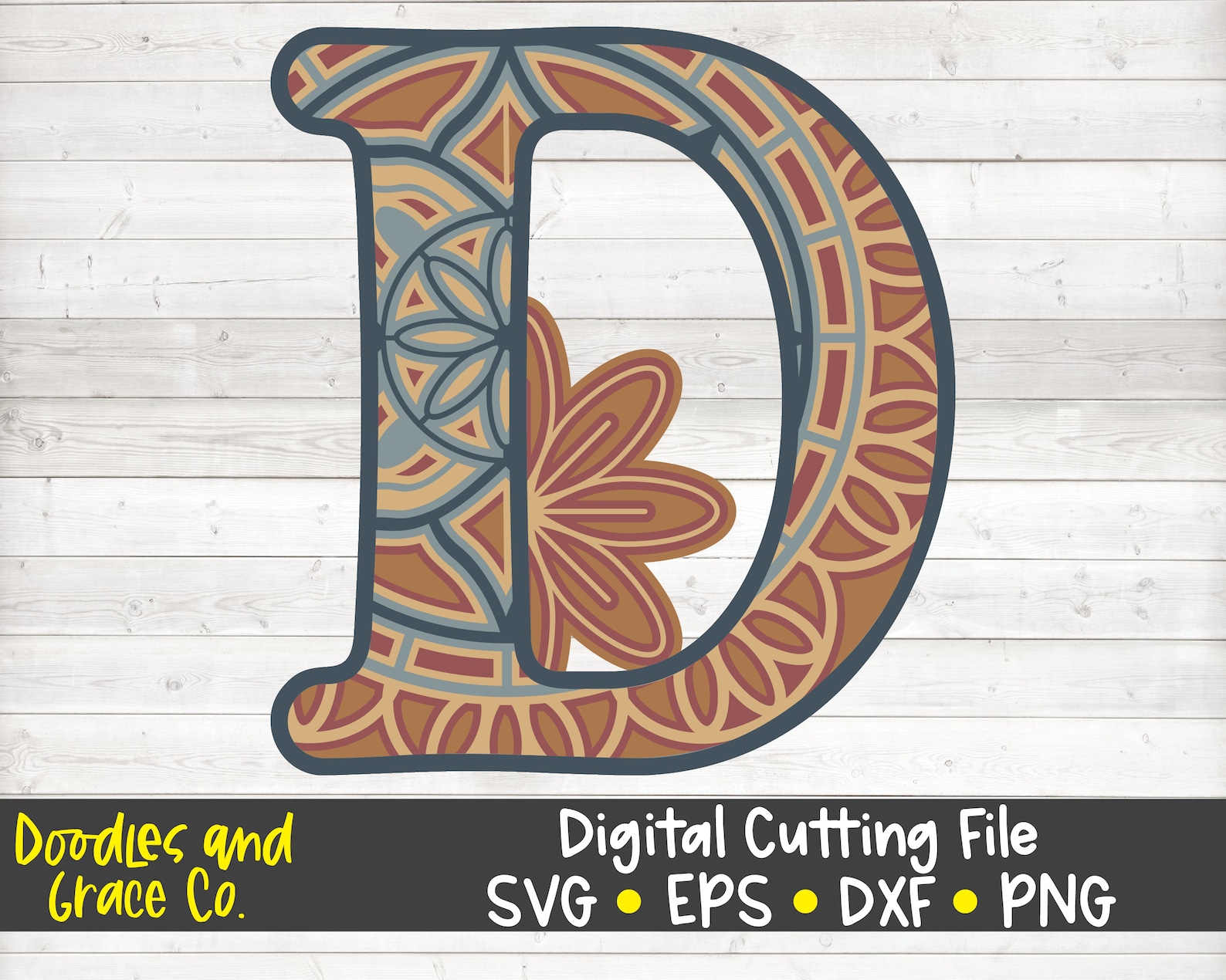 Download 3D Letter D Mandala SVG Layered Alphabet Mandala SVG Paper ...