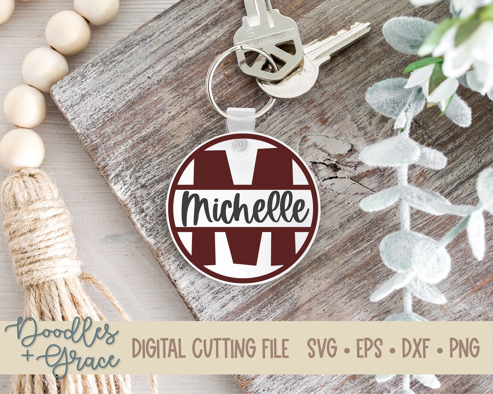 Keychain Monogram SVG Bundle | Alphabet SVG Bundle | Round Keychain SVG ...