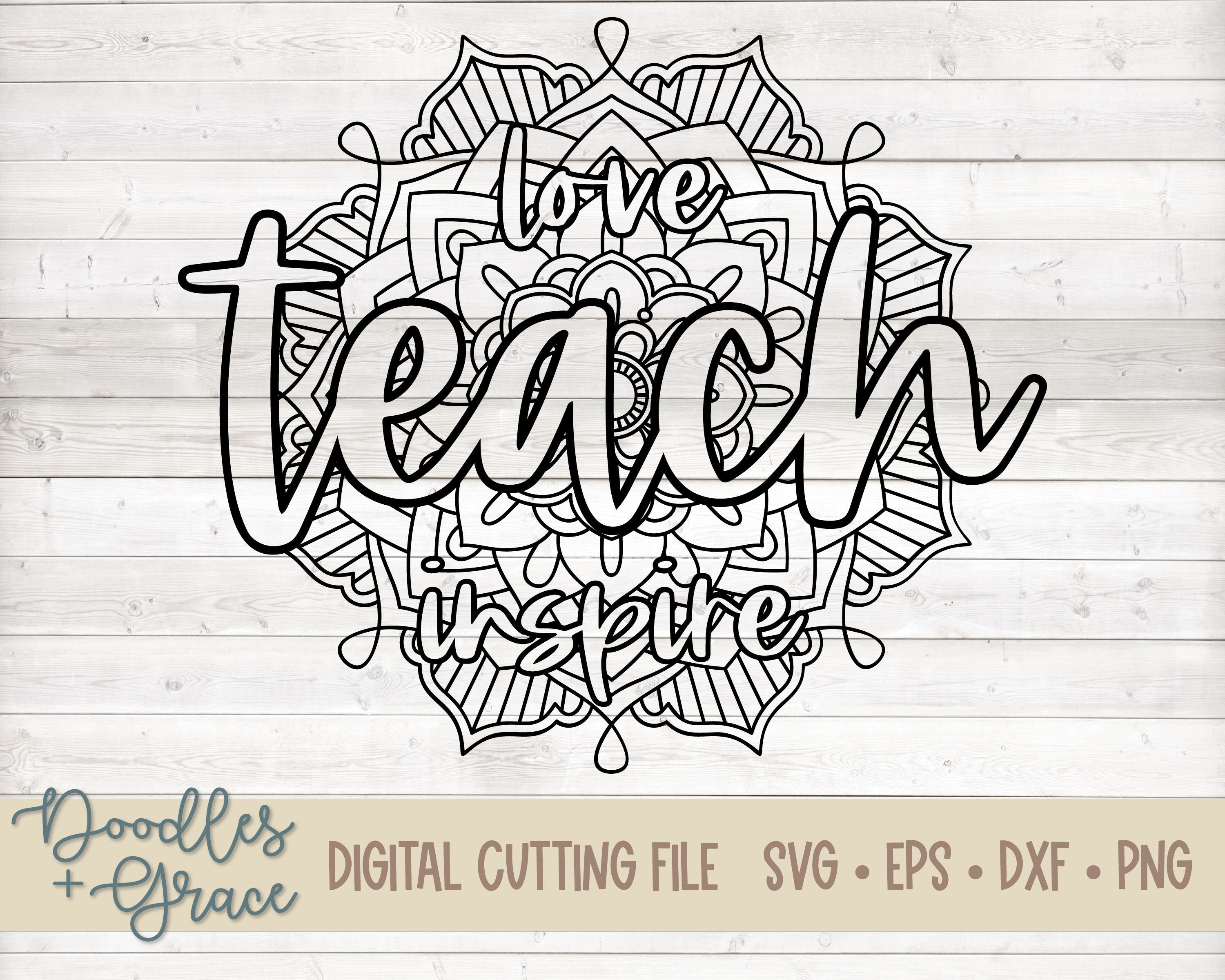 Download Teach Love Inspire Mandala SVG Teacher Mandala SVG Teacher | Etsy