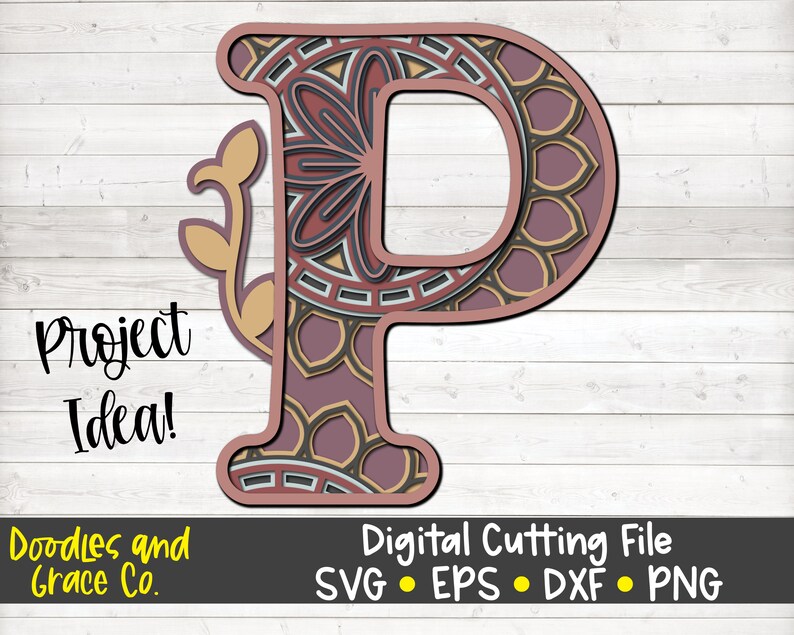 Download 3D Letter P Mandala SVG Layered Alphabet Mandala SVG Paper ...