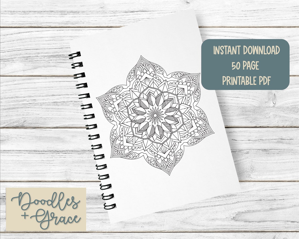 Mandala Coloring Book for Adults | Printable Coloring Book | Instant ...