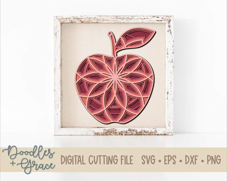 Download 3D Apple Mandala SVG Layered Apple Mandala SVG Teacher | Etsy