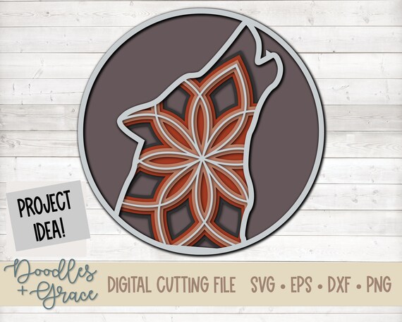 Download Wolf 3d Mandala Svg Wolf Layered Mandala Svg Paper Etsy