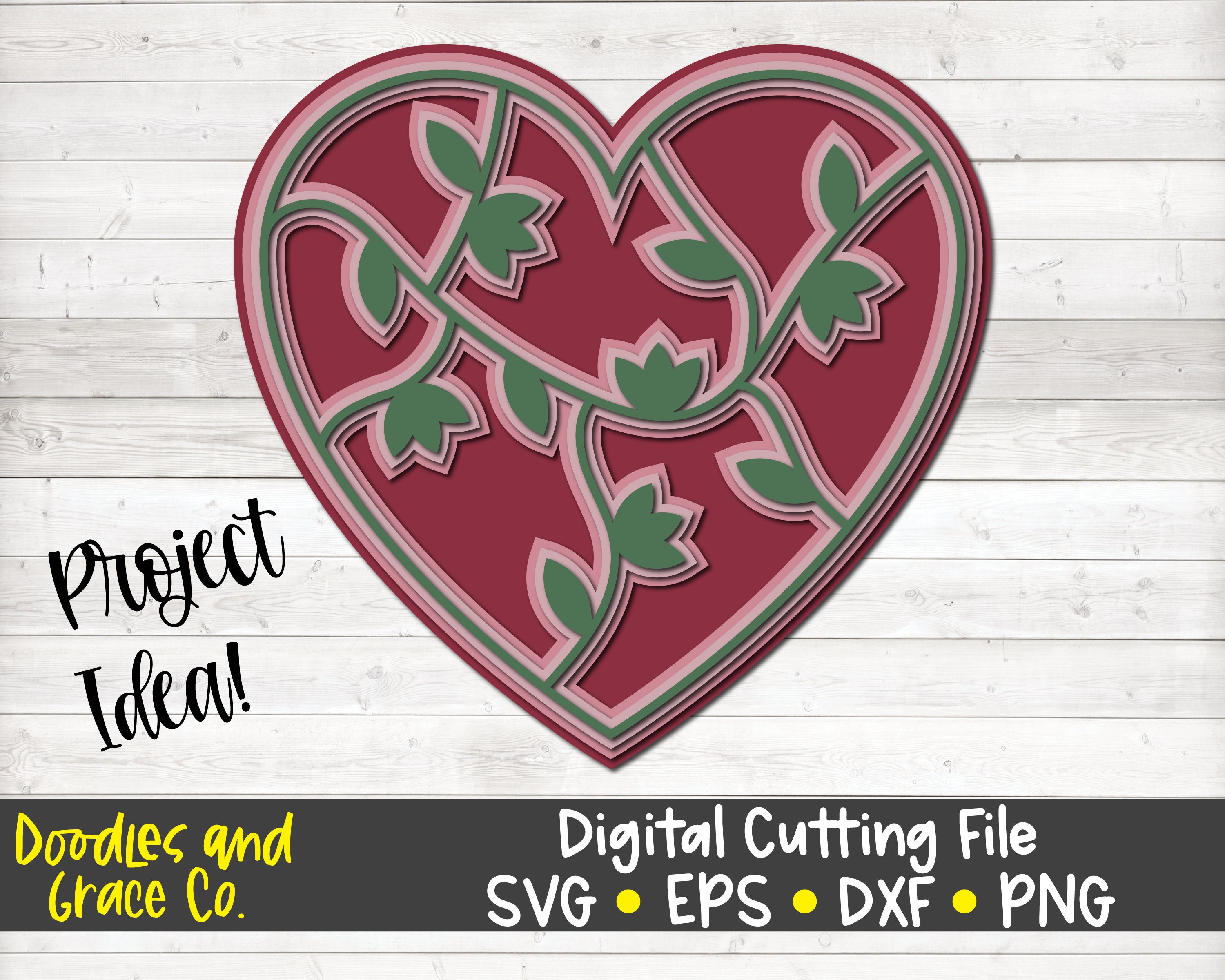 Download 3D Layered Heart SVG Stacked Heart and Flowers SVG Paper ...