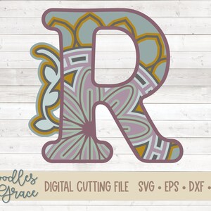 3D Letter R Mandala SVG | Layered Alphabet Mandala SVG | Paper Crafting ...
