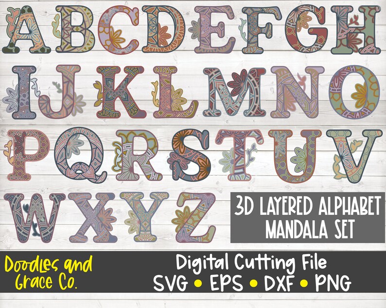 Download 3D Alphabet Mandala SVG Bundle Layered Alphabet Mandala ...