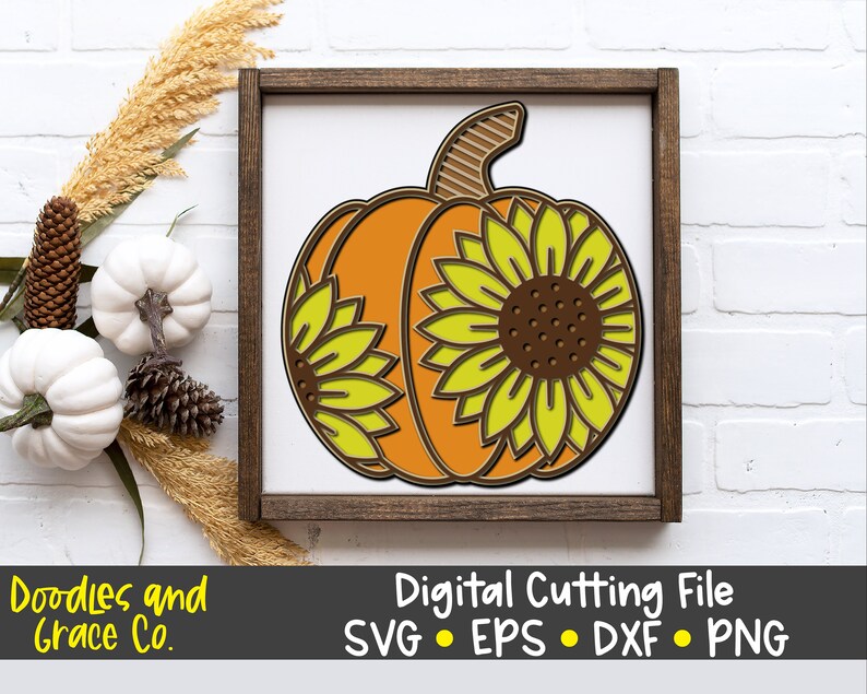 Download Sunflower Pumpkin 3D Layered SVG Fall Layered SVG Layered ...