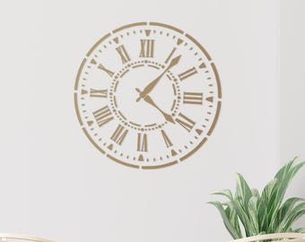 Plantilla de esfera de reloj vintage, plantilla de pintura de números romanos para paredes y muebles, plantilla de pared de números romanos para decoración vintage DIY