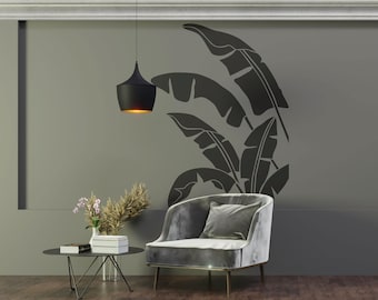 Stencil da 50 cm con foglie tropicali da dipingere sul muro per decorazione pittura artigianato riutilizzabile portatile