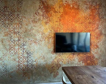 Moroccan Trellis and Mandala Stencil Set, Reusable Wall Stencils for Painting, Eastern Pattern Template for Plaster, DIY Home Decor