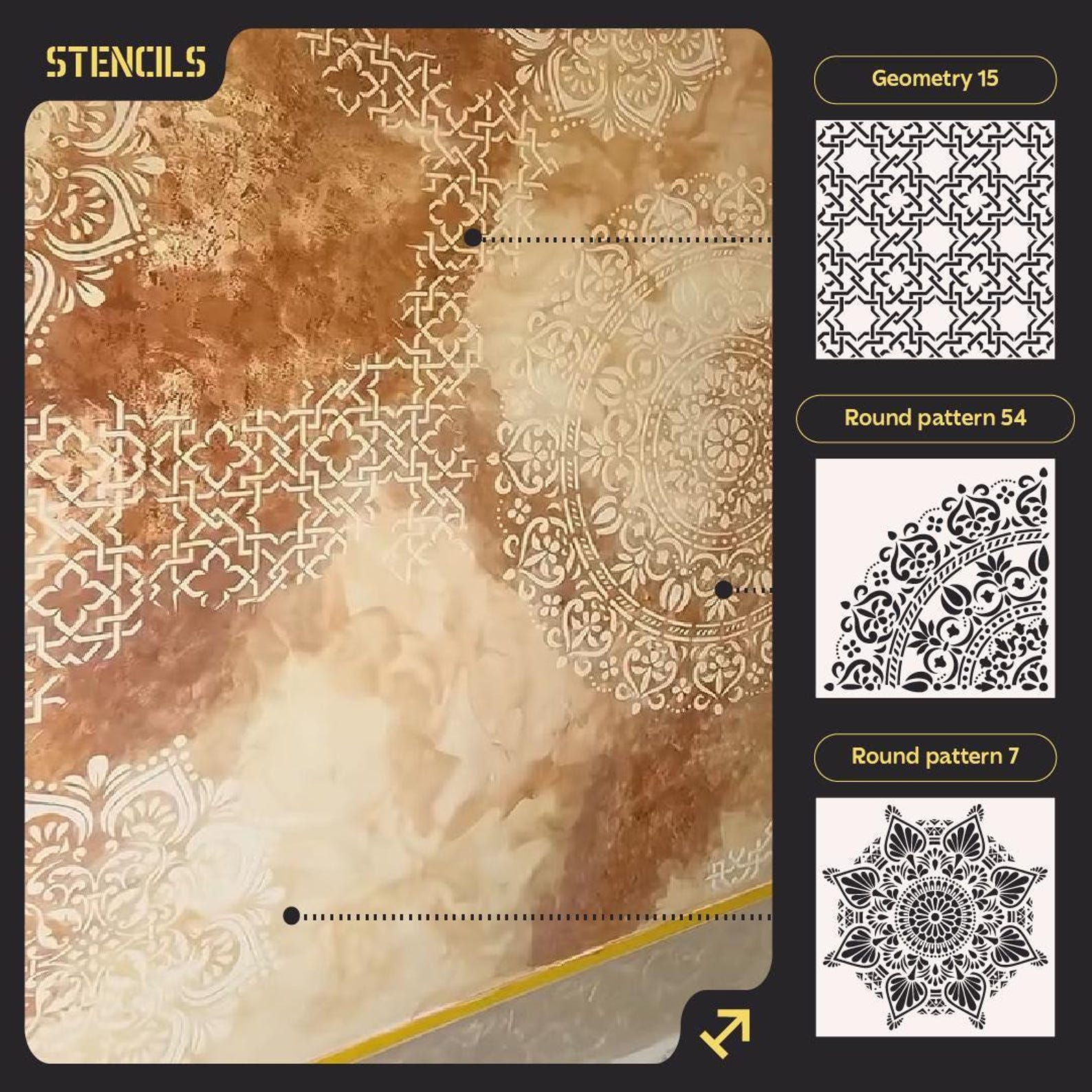 Wall Stencils Set, Moroccan Geometric Pattern Templates, Mandala ...