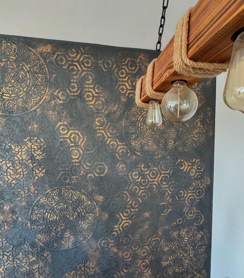 Juego de plantillas de pared, herramientas para manualidades de decoración del hogar, plantillas con patrones geométricos marroquíes, plantillas reutilizables para arte mural. imagen 2