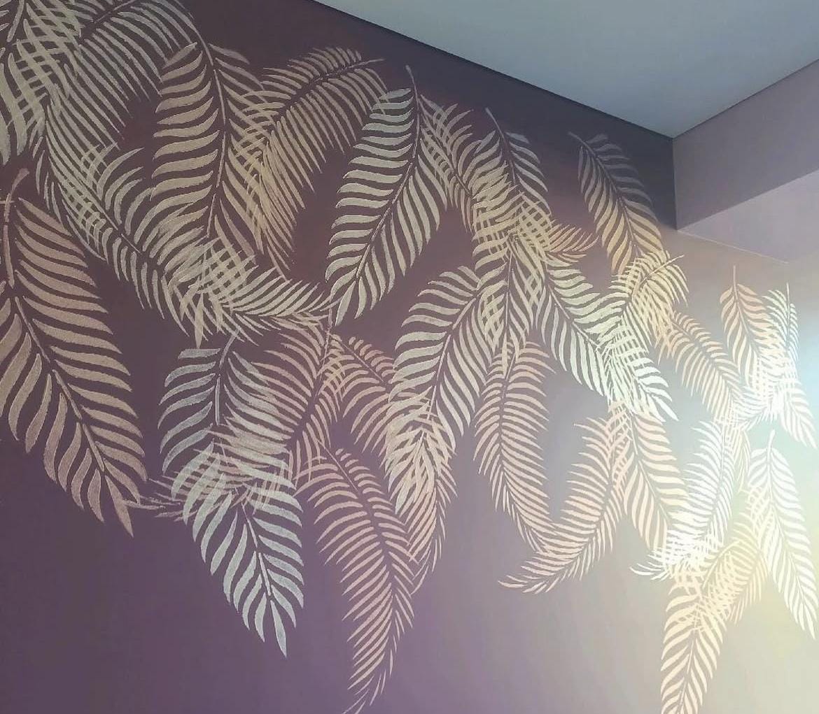 Wall Stencils Set Large Leaf Feather Designs, Large Decorative Stencils ...