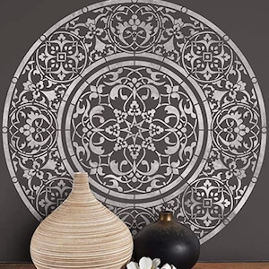 Pochoir mandala pour plâtre, pochoir marocain, pochoir mandala, pochoir rangoli, pochoir réutilisable bricolage en mylar, pochoir mural décoration d&#39;intérieur