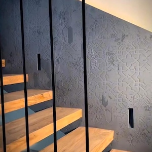 Juego de plantillas grandes para paredes, aptas para yeso y pintura, con diseños geométricos y marroquíes, de 1 mm a 0,3 mm, ideales para crear una pared decorativa con textura.