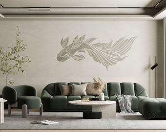 Sea Fish Stencil Art, Golden Fish Stencil, Sea Stencil, Giant Fish Stencil, Painting Wall Art design, Nature Lover Room, Pish Print on Wall