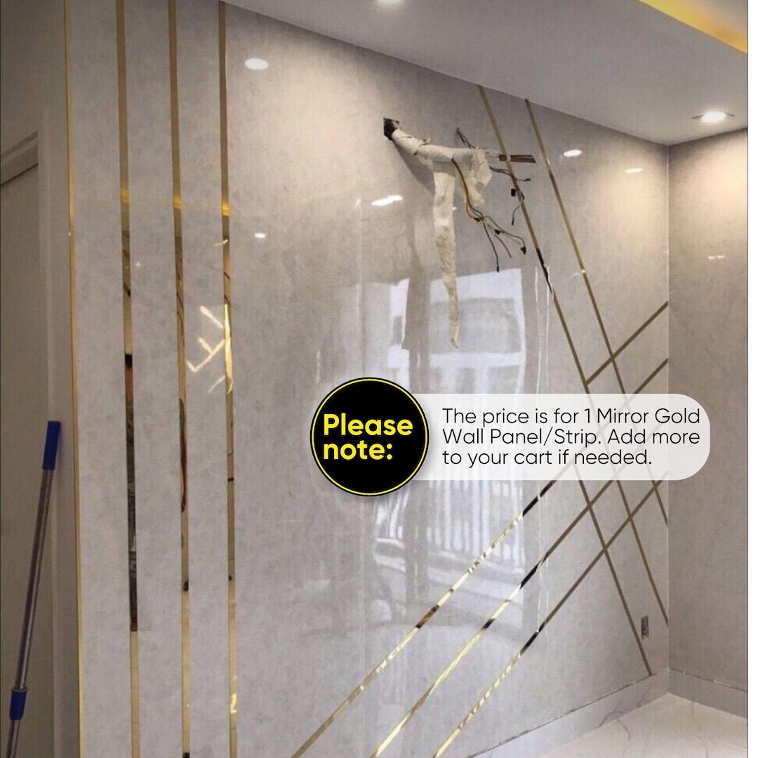 Mirror Gold Wall Panels, Decorative Molding, Mirror Golden Strips on