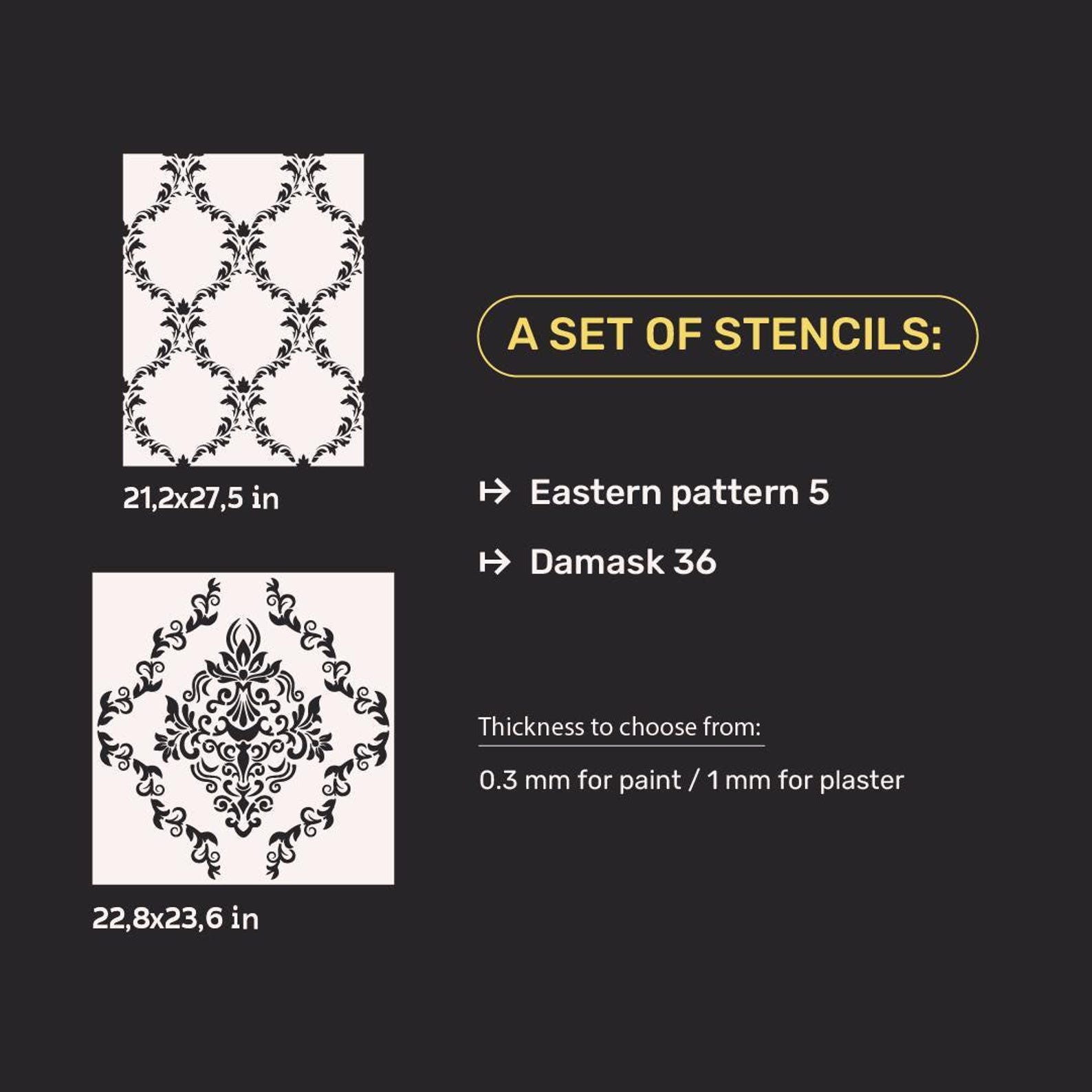 Wall Stencil Set, Eastern Pattern Templates, Reusable Stencils ...